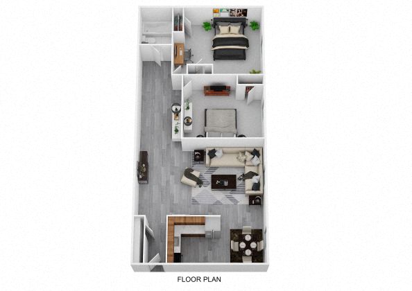 Floor plan for 2 beds, 1 bath, 723 sqft